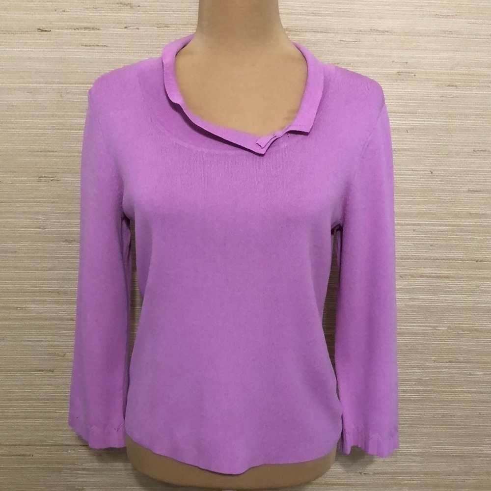 Sigrid Olsen Knit Collared Long Sleeve Top Size Medium
